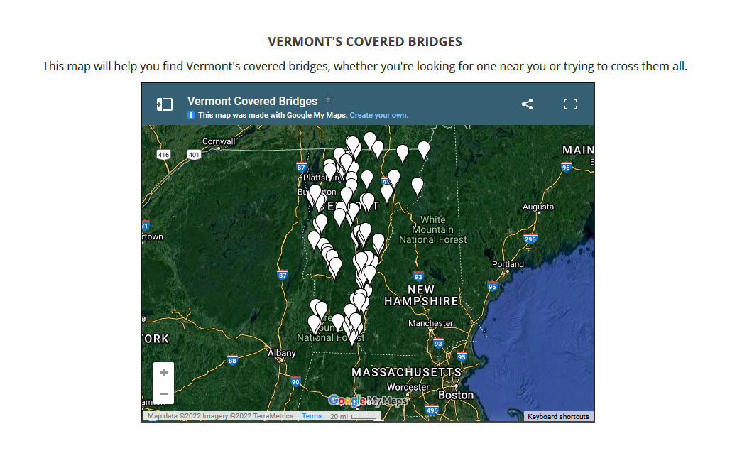 Covered Bridge Map 